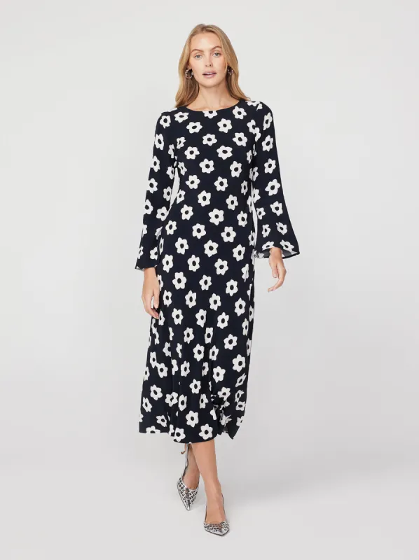 Keira Black Tiled Floral Maxi Dress sold by KITRI Studio