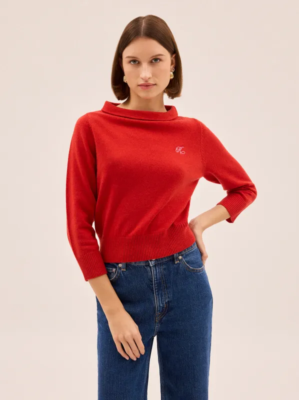 Goldie Red Knit Jumper made by KITRI Studio
