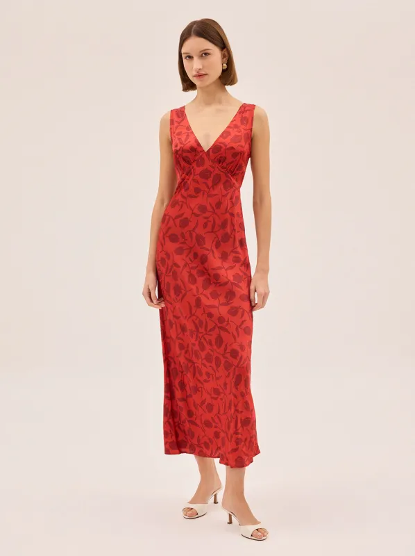 Danna Red Tulip Print Dress sold by KITRI Studio