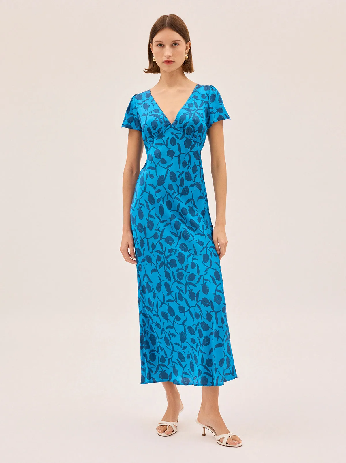 Talia Blue Tulip Print Dress sold by KITRI Studio product image thumbnail 3