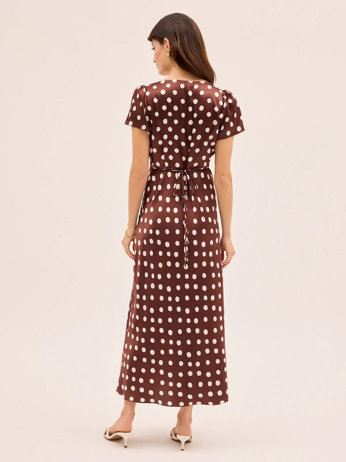 Talia Chocolate Blurred Polka Dot Print Dress sold by KITRI Studio product image thumbnail 4