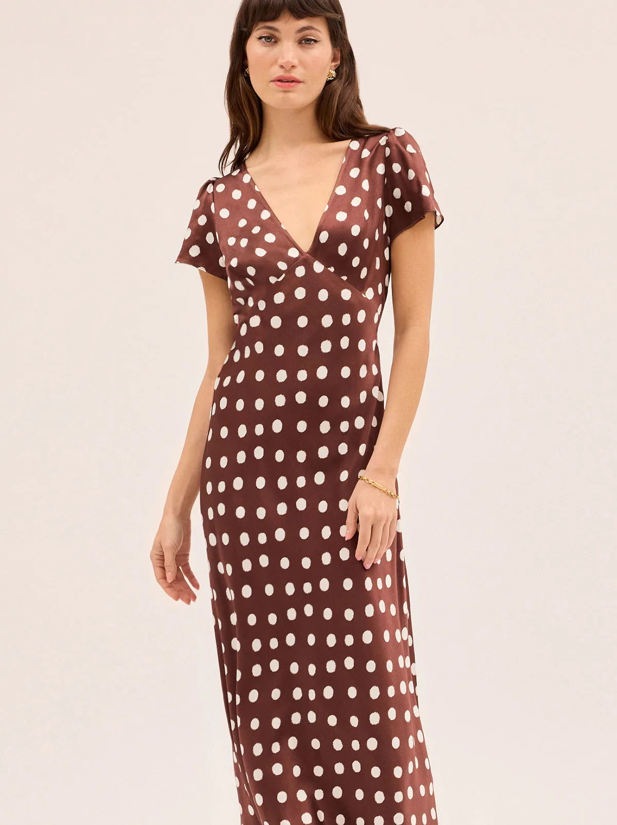 Talia Chocolate Blurred Polka Dot Print Dress sold by KITRI Studio product image thumbnail 2