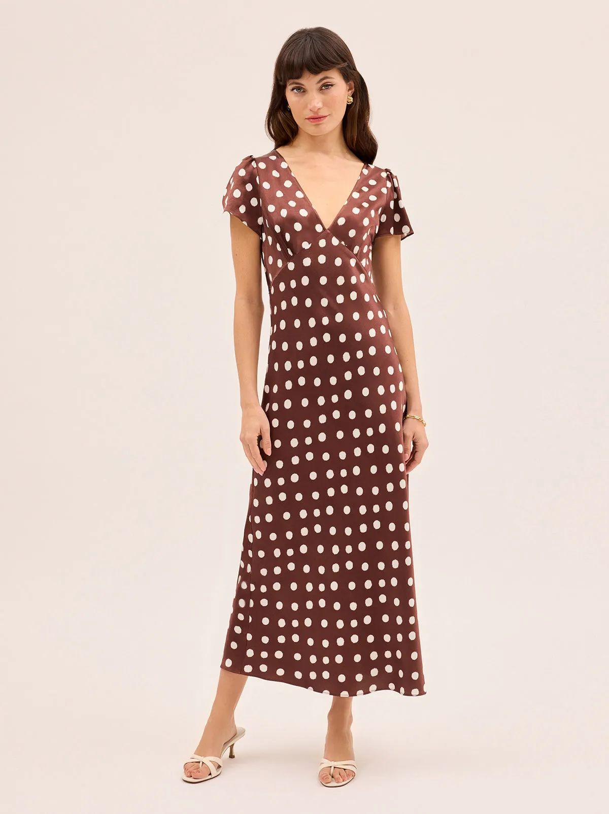 Talia Chocolate Blurred Polka Dot Print Dress sold by KITRI Studio product image thumbnail 3