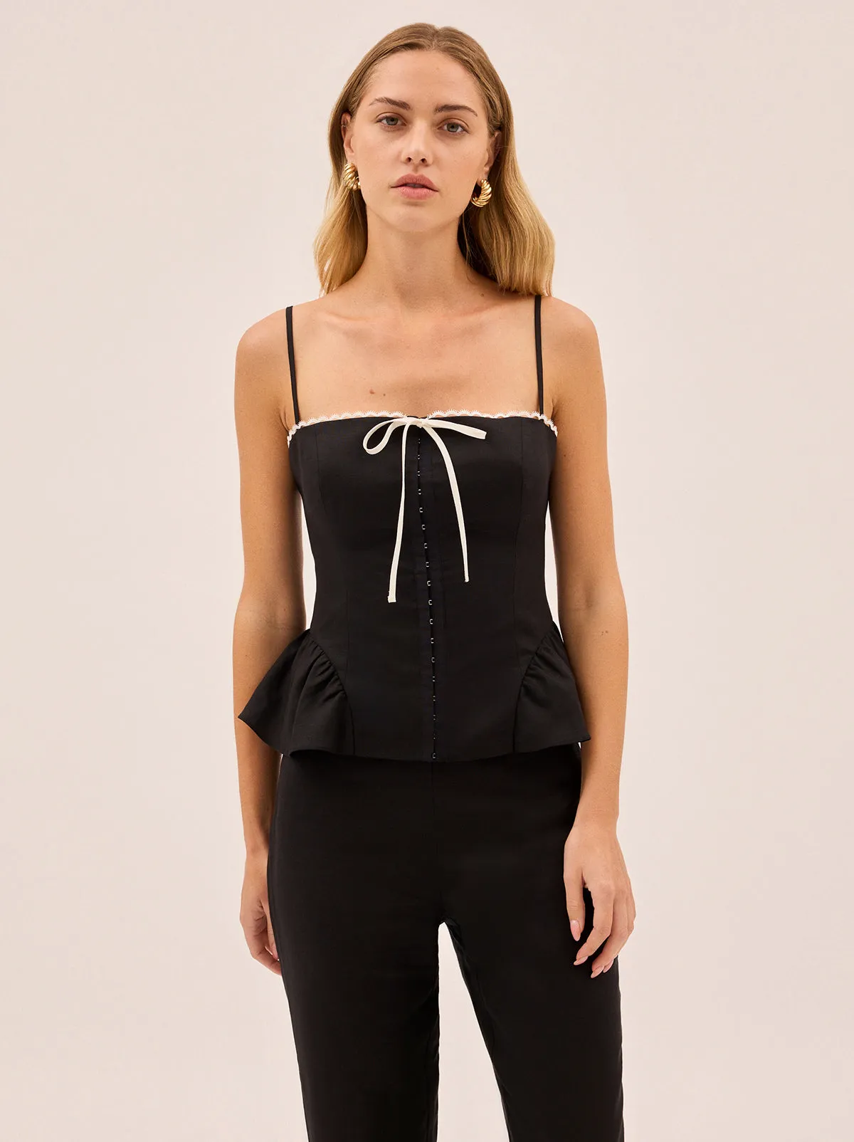 Andrea Black Linen Blend Top sold by KITRI Studio product image thumbnail 2