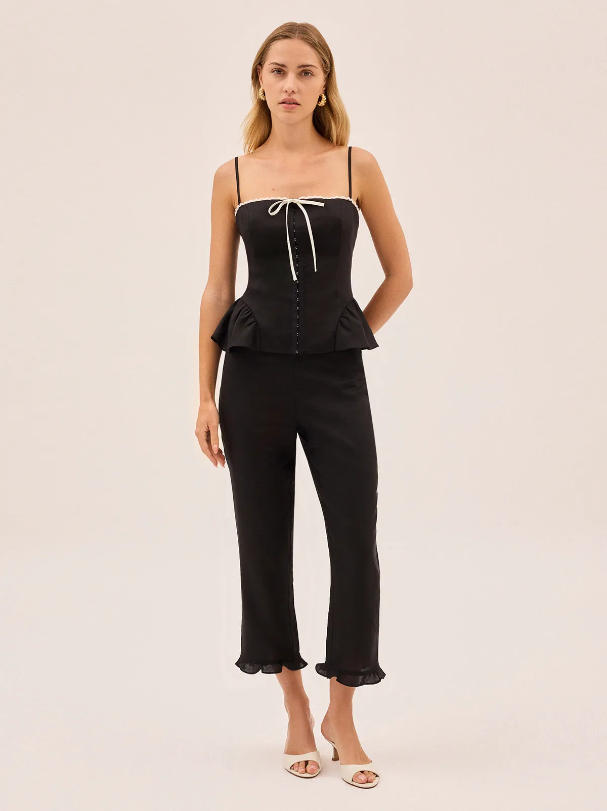 Andrea Black Linen Blend Top sold by KITRI Studio product image thumbnail 5