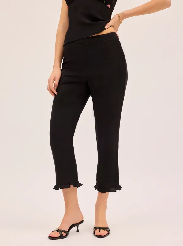 Martha Black Linen Blend Capri Trousers made by KITRI Studio