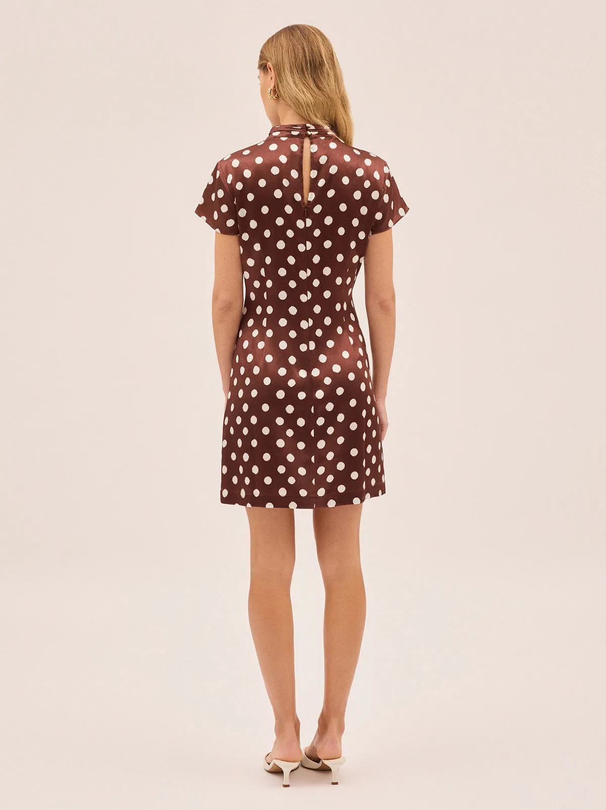 Paloma Chocolate Blurred Polka Dot Print Mini Dress sold by KITRI Studio product image thumbnail 3