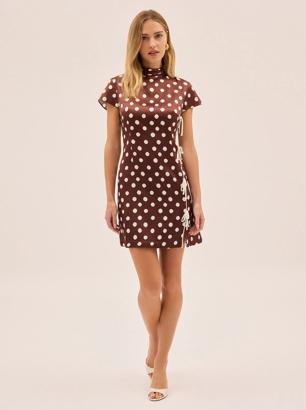 Paloma Chocolate Blurred Polka Dot Print Mini Dress sold by KITRI Studio product image thumbnail 2
