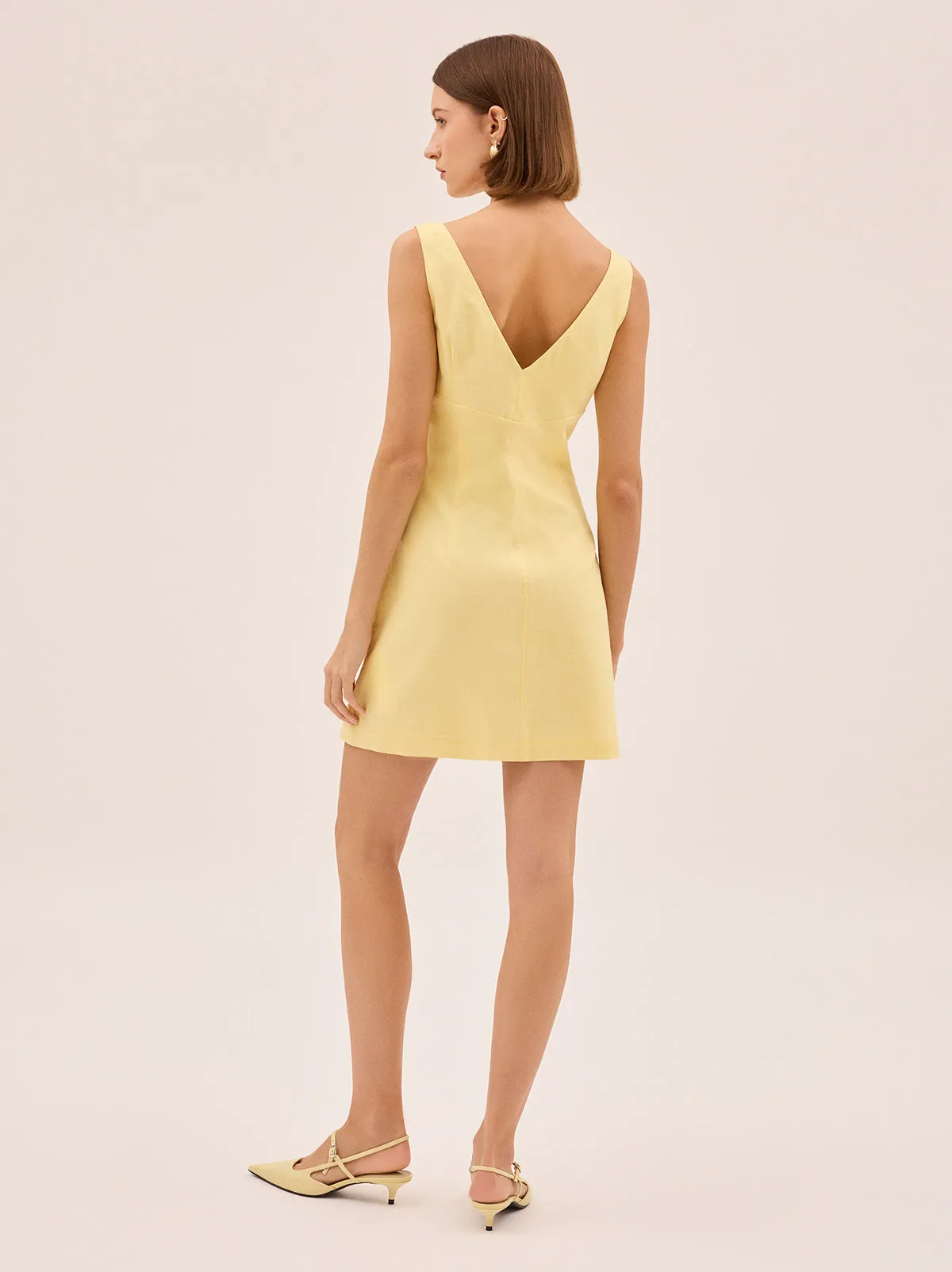 Elodie Pastel Yellow Cotton Linen Mini Dress sold by KITRI Studio product image thumbnail 4