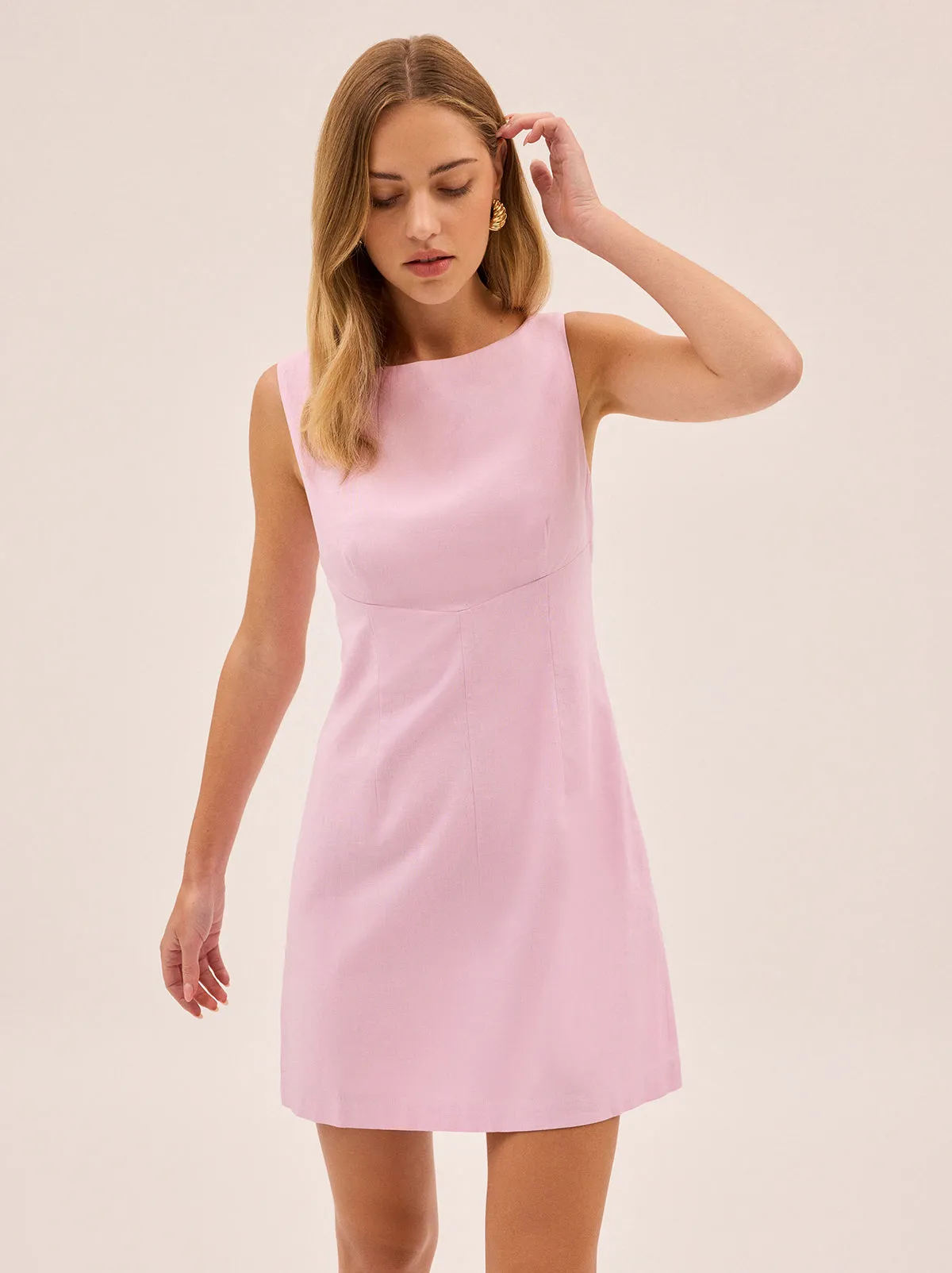 Elodie Pink Cotton Linen Mini Dress sold by KITRI Studio product image thumbnail 2