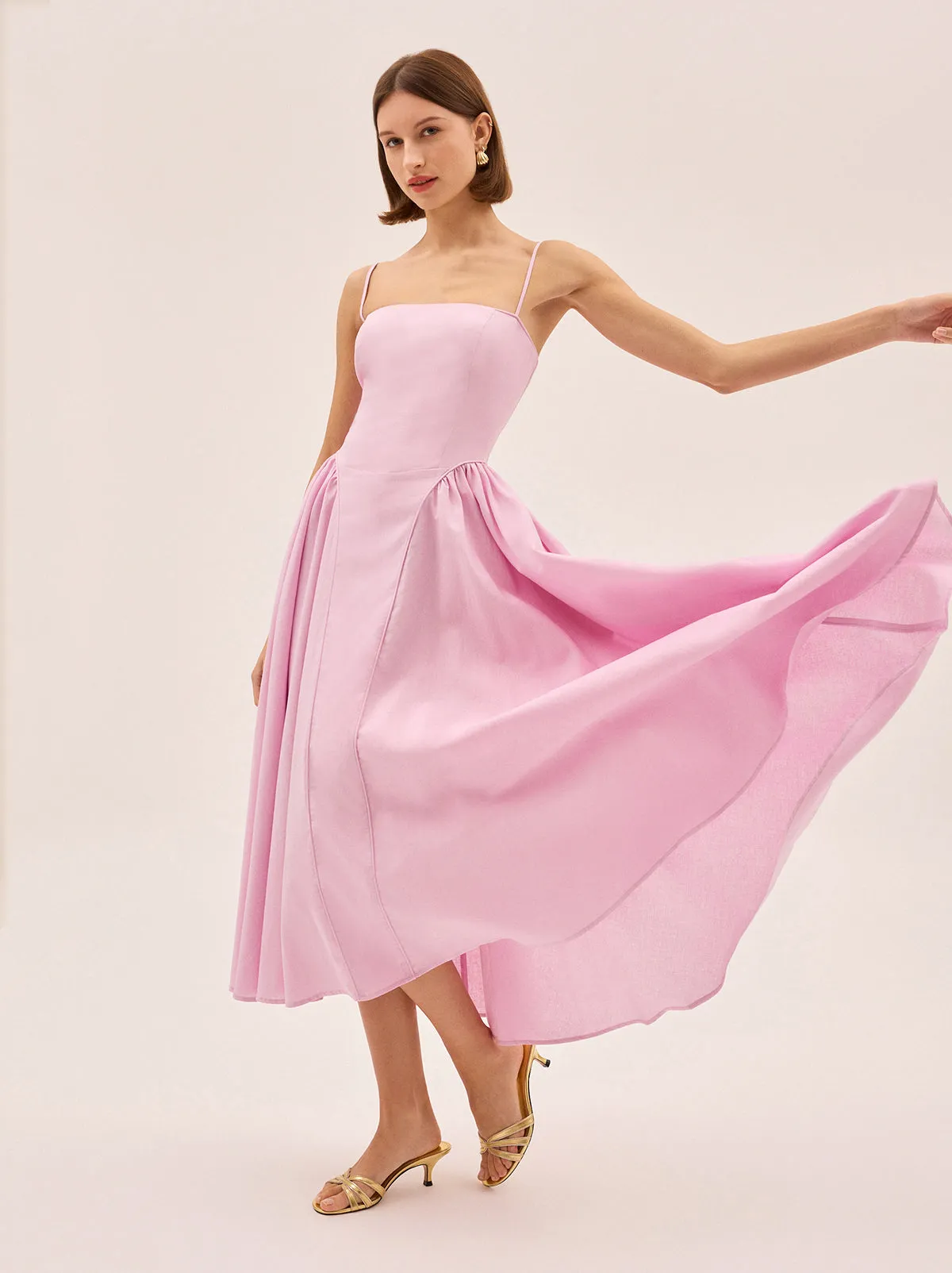 Alberta Pink Cotton Linen Dress sold by KITRI Studio product image thumbnail 2