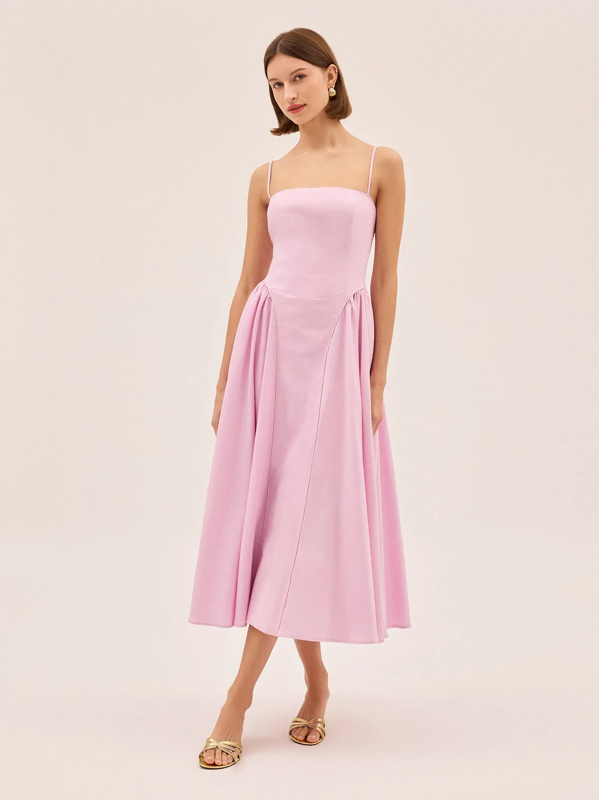 Alberta Pink Cotton Linen Dress sold by KITRI Studio product image thumbnail 5