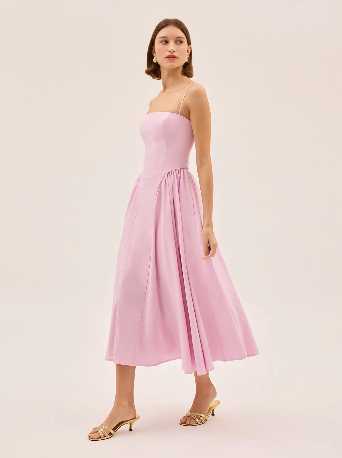 Alberta Pink Cotton Linen Dress sold by KITRI Studio product image thumbnail 4