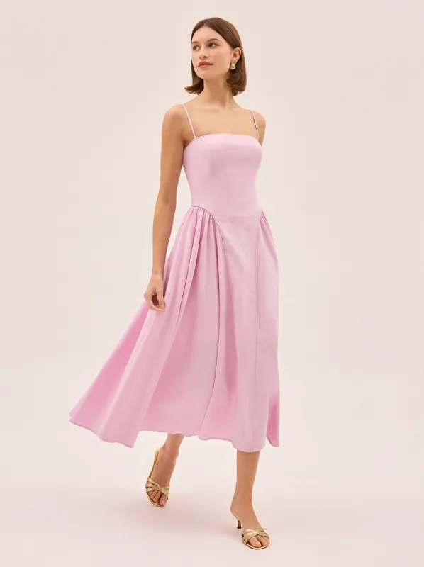 Alberta Pink Cotton Linen Dress made by KITRI Studio