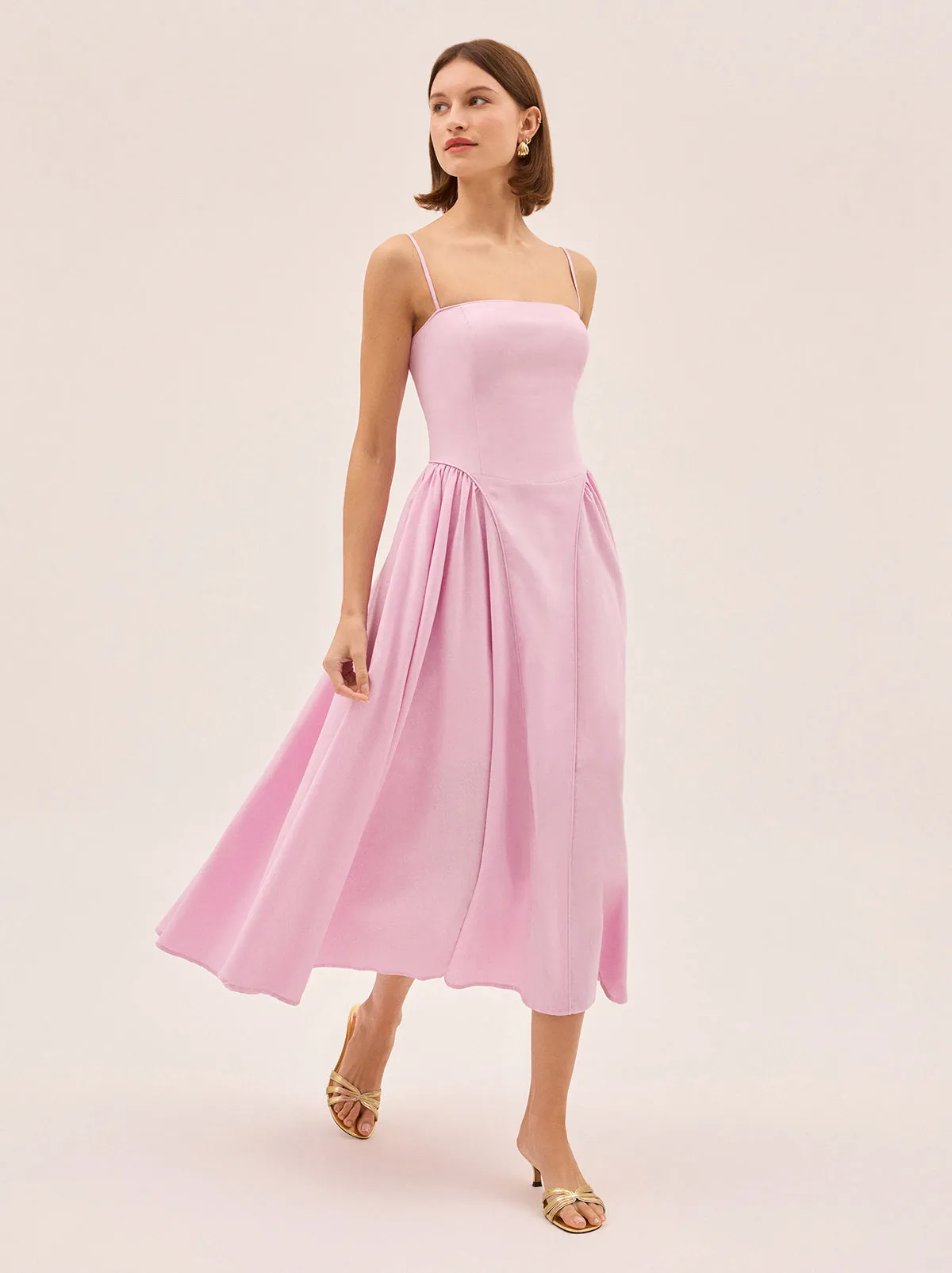 Alberta Pink Cotton Linen Dress sold by KITRI Studio