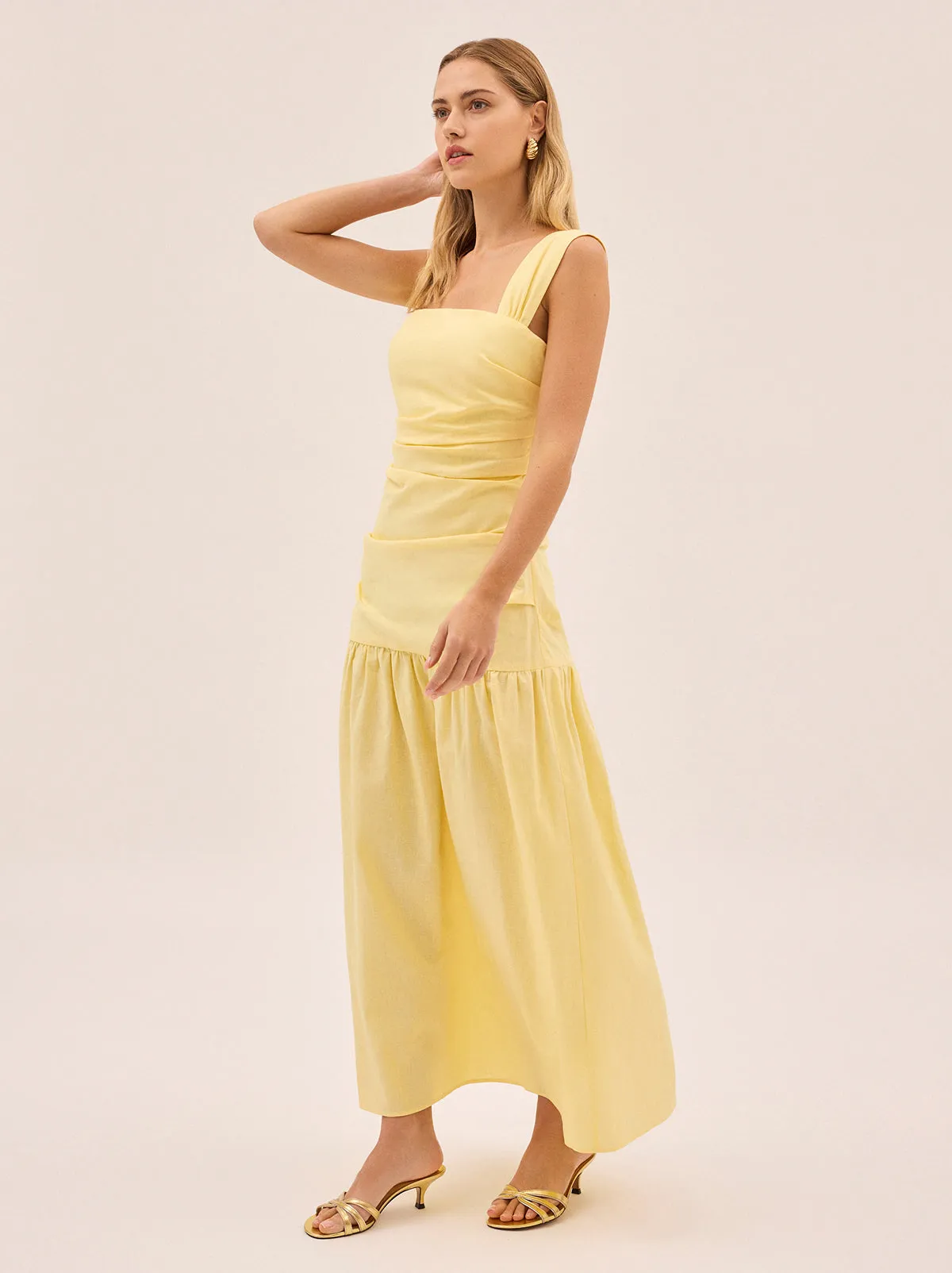 Reese Pastel Yellow Cotton Linen Dress sold by KITRI Studio product image thumbnail 5