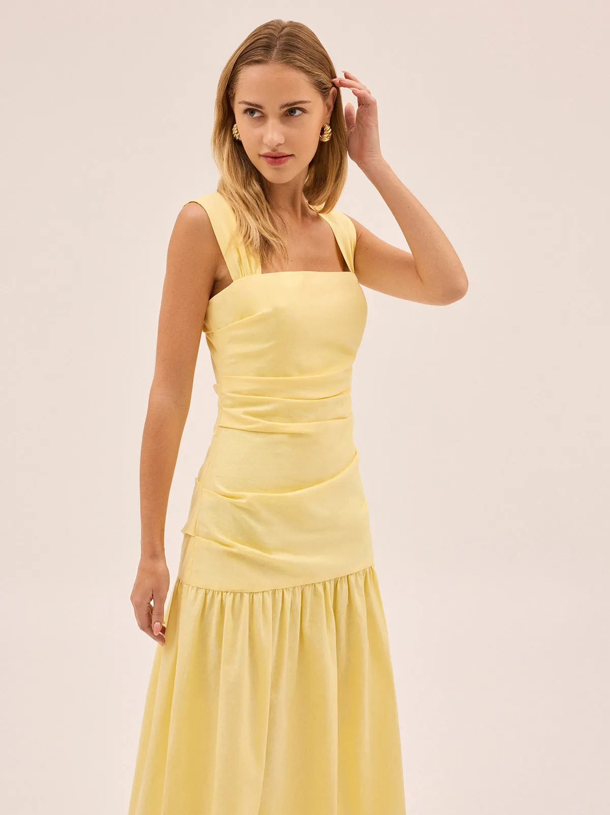 Reese Pastel Yellow Cotton Linen Dress sold by KITRI Studio product image thumbnail 2