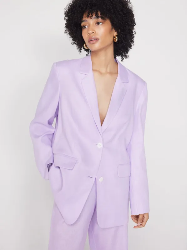 Brea Lilac Linen Oversized Blazer sold by KITRI Studio