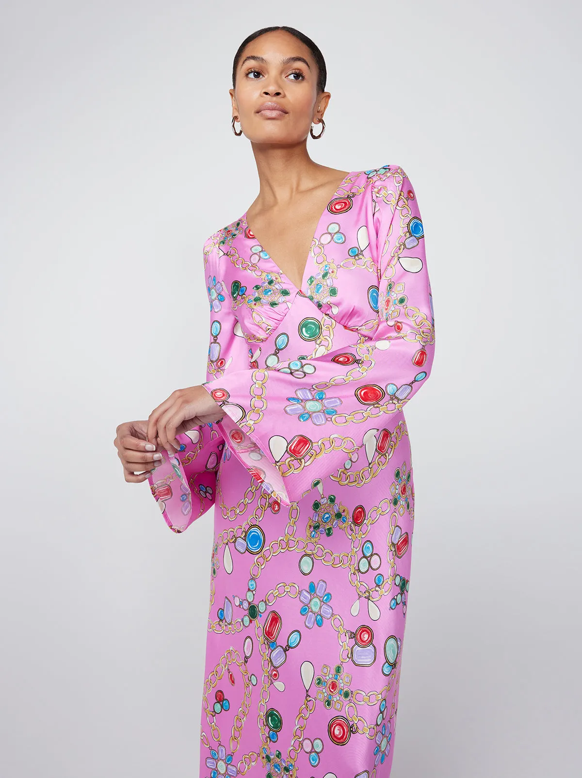 Libby Pink Chain Print Maxi Dress sold by KITRI Studio product image thumbnail 3