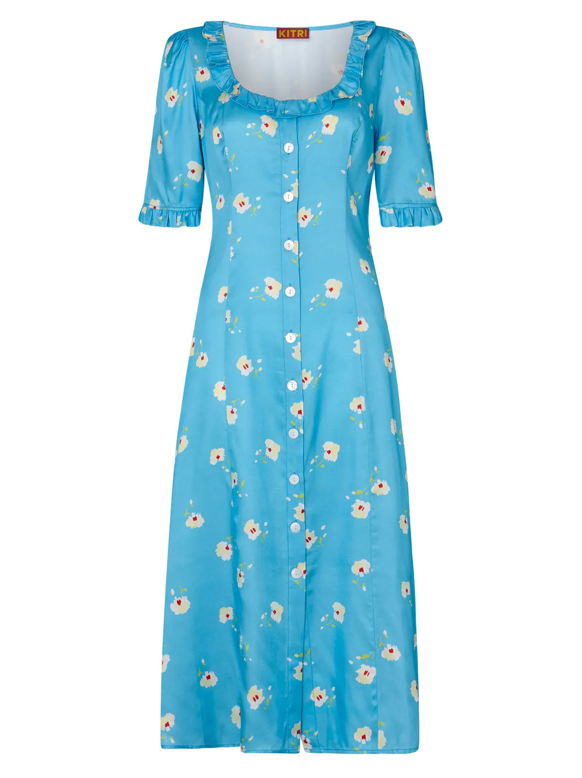 Violette Blue Pansy Print Dress sold by KITRI Studio product image thumbnail 4