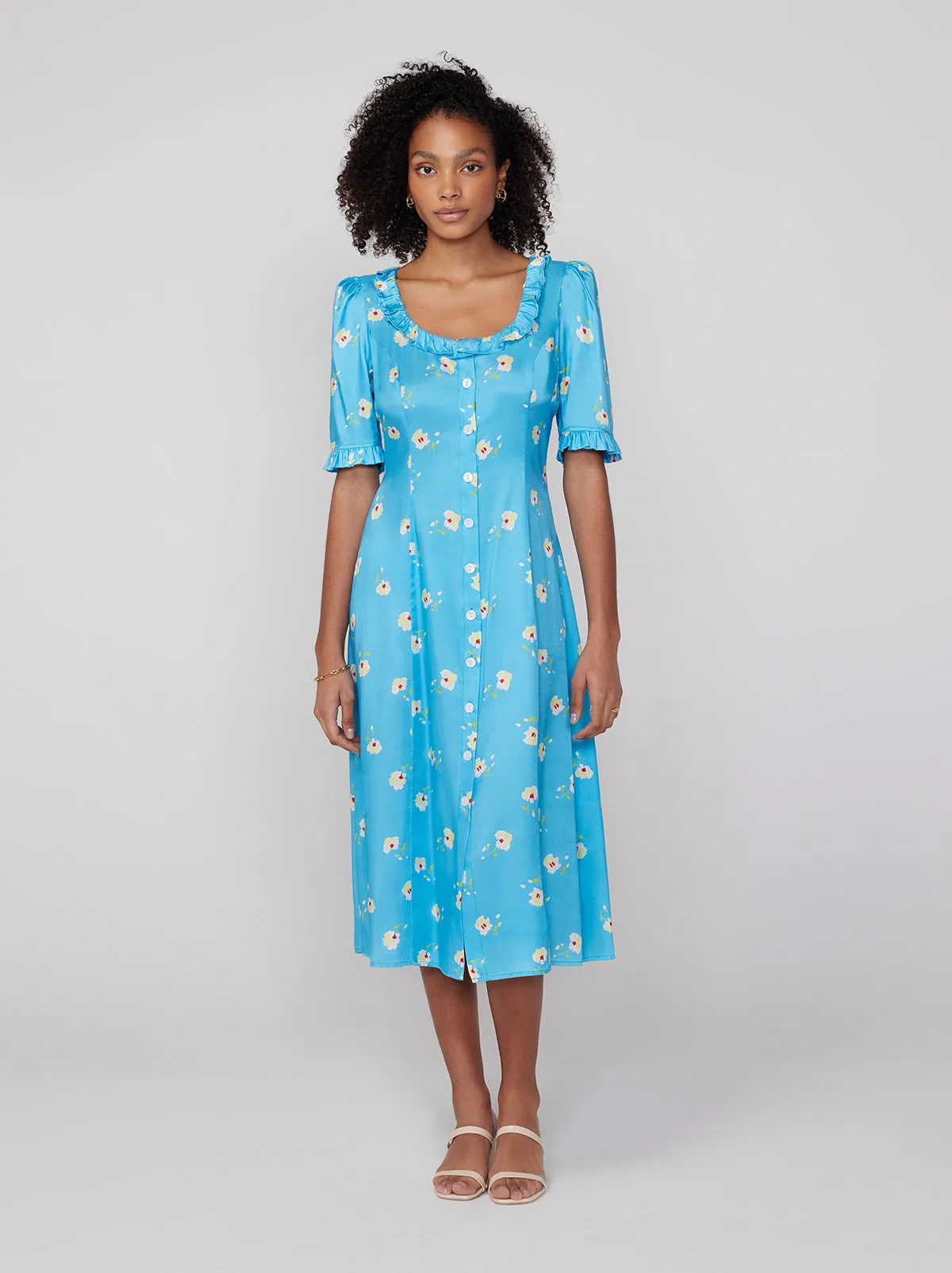 Violette Blue Pansy Print Dress sold by KITRI Studio product image thumbnail 3