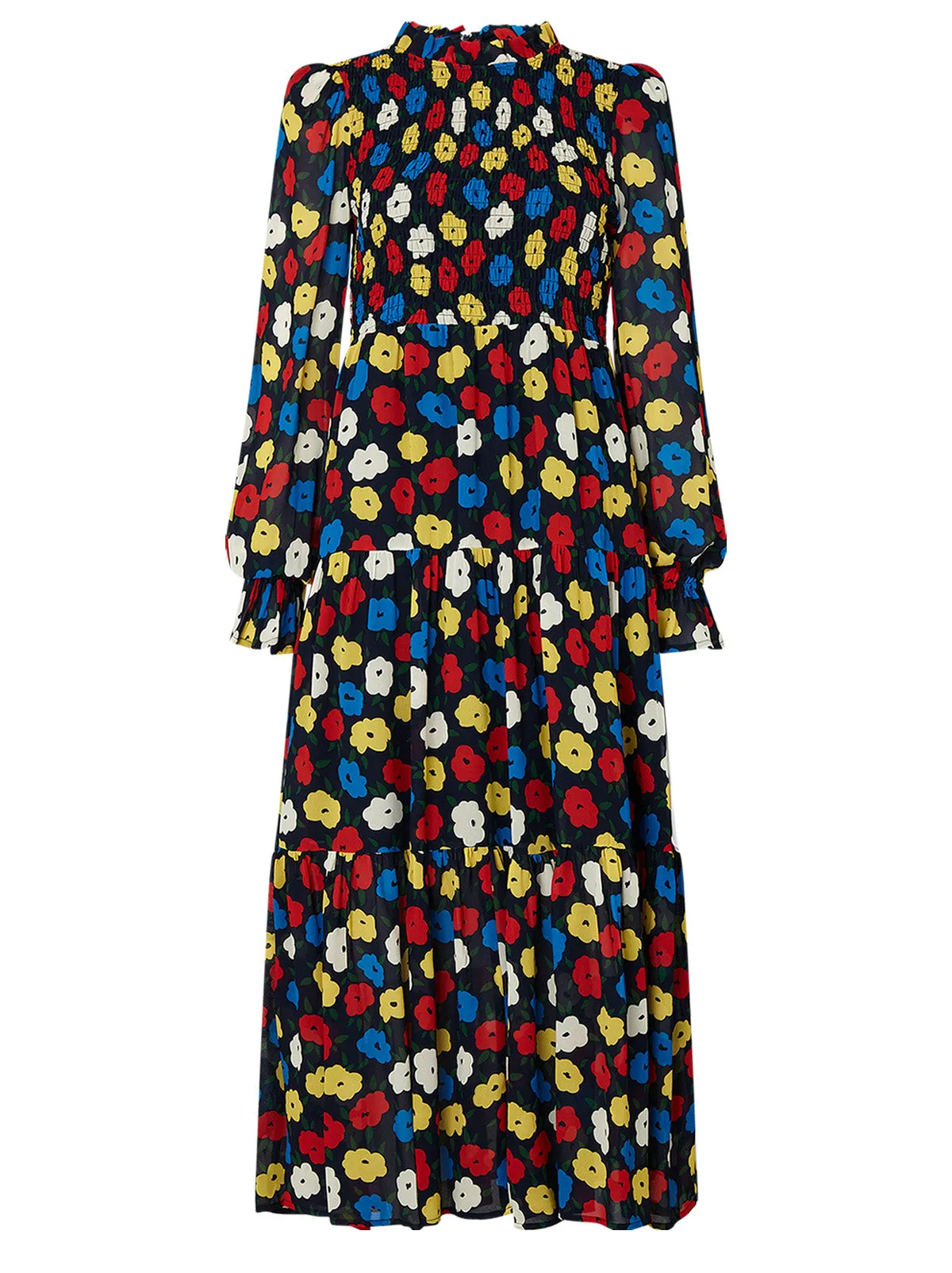 Betsy Navy Floral Shirred Maxi Dress sold by KITRI Studio product image thumbnail 4