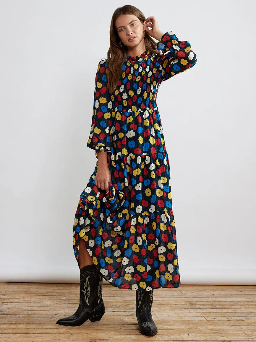 Betsy Navy Floral Shirred Maxi Dress sold by KITRI Studio product image thumbnail 3