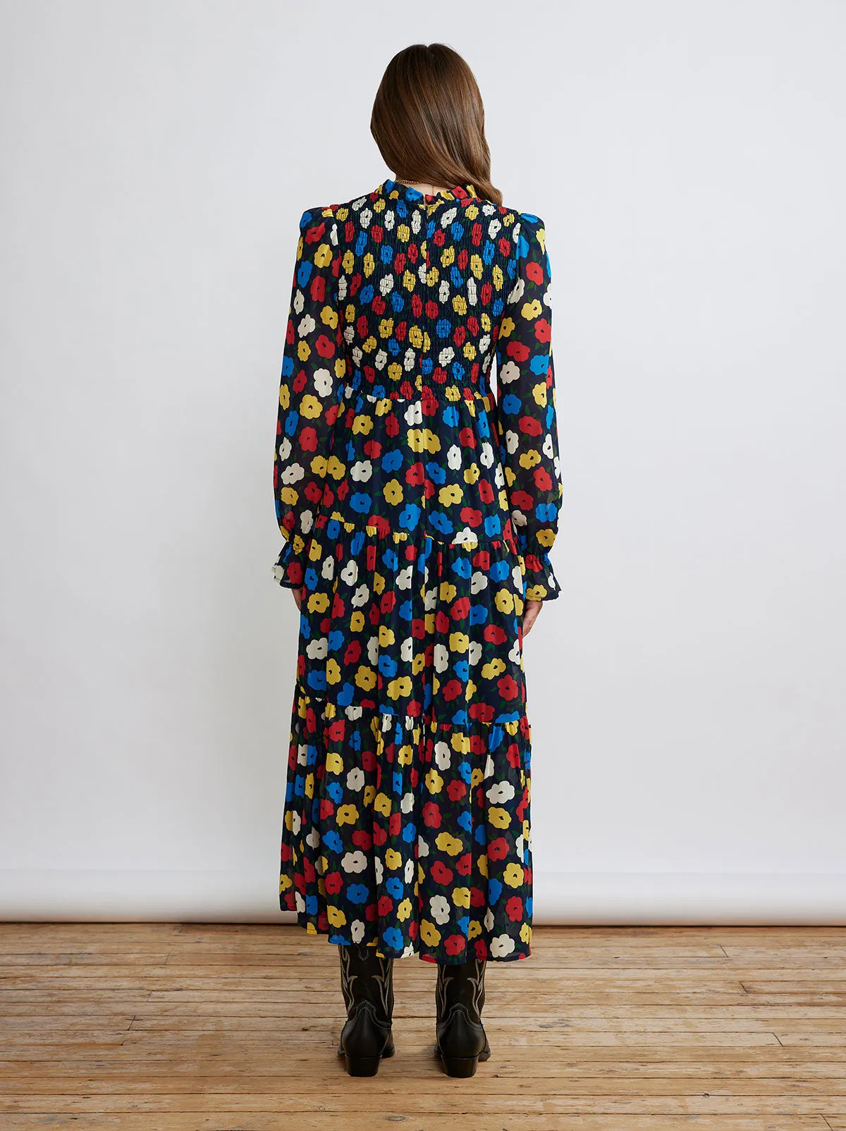 Betsy Navy Floral Shirred Maxi Dress sold by KITRI Studio product image thumbnail 2
