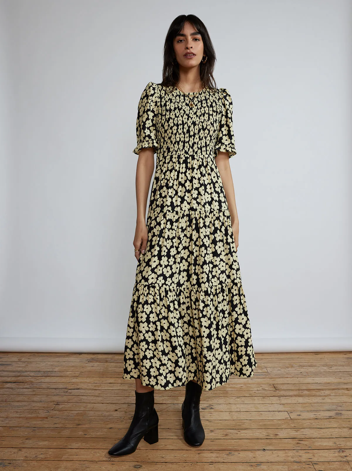 Gracie Blurred Floral Shirred Dress sold by KITRI Studio product image thumbnail 3