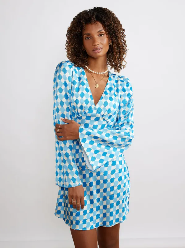 Rosalie Blue Picnic Check Mini Dress sold by KITRI Studio