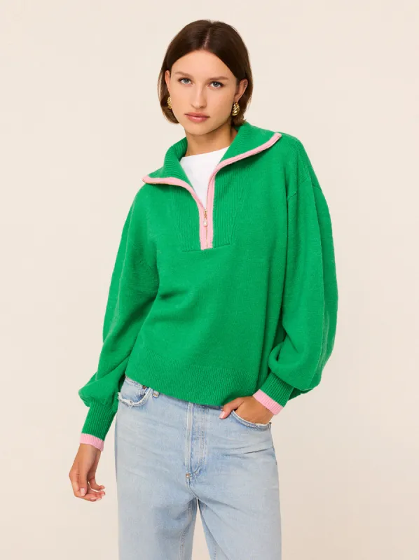 Lorna Green Alpaca Blend Zip Collar Sweater sold by KITRI Studio