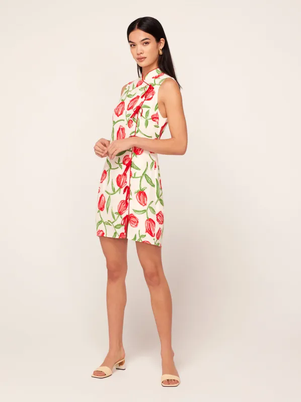 Aubrey Ivory Tulip Print Mini Dress sold by KITRI Studio