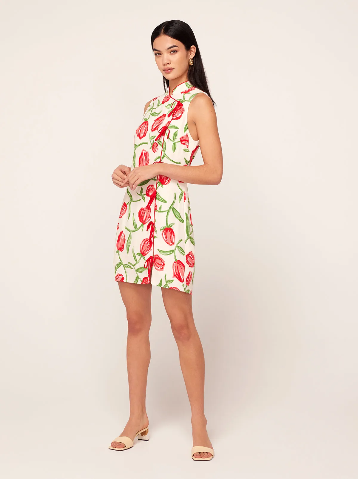 Aubrey Ivory Tulip Print Mini Dress sold by KITRI Studio