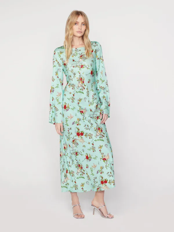 Keira Mint Cherub Print Maxi Dress sold by KITRI Studio