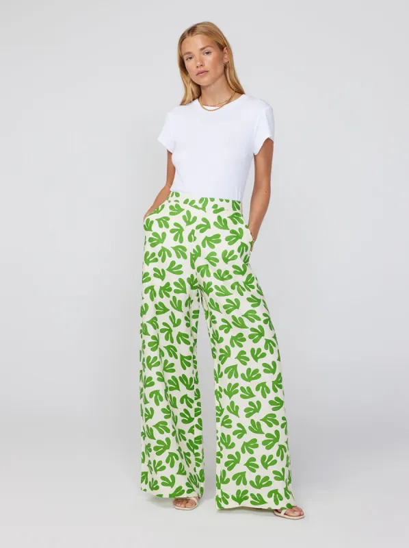 Angelina Leaf Print Wide Leg Trousers sold by KITRI Studio