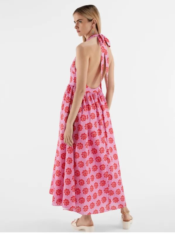 Freya Pink Geo Floral Halter Neck Maxi Dress sold by KITRI Studio