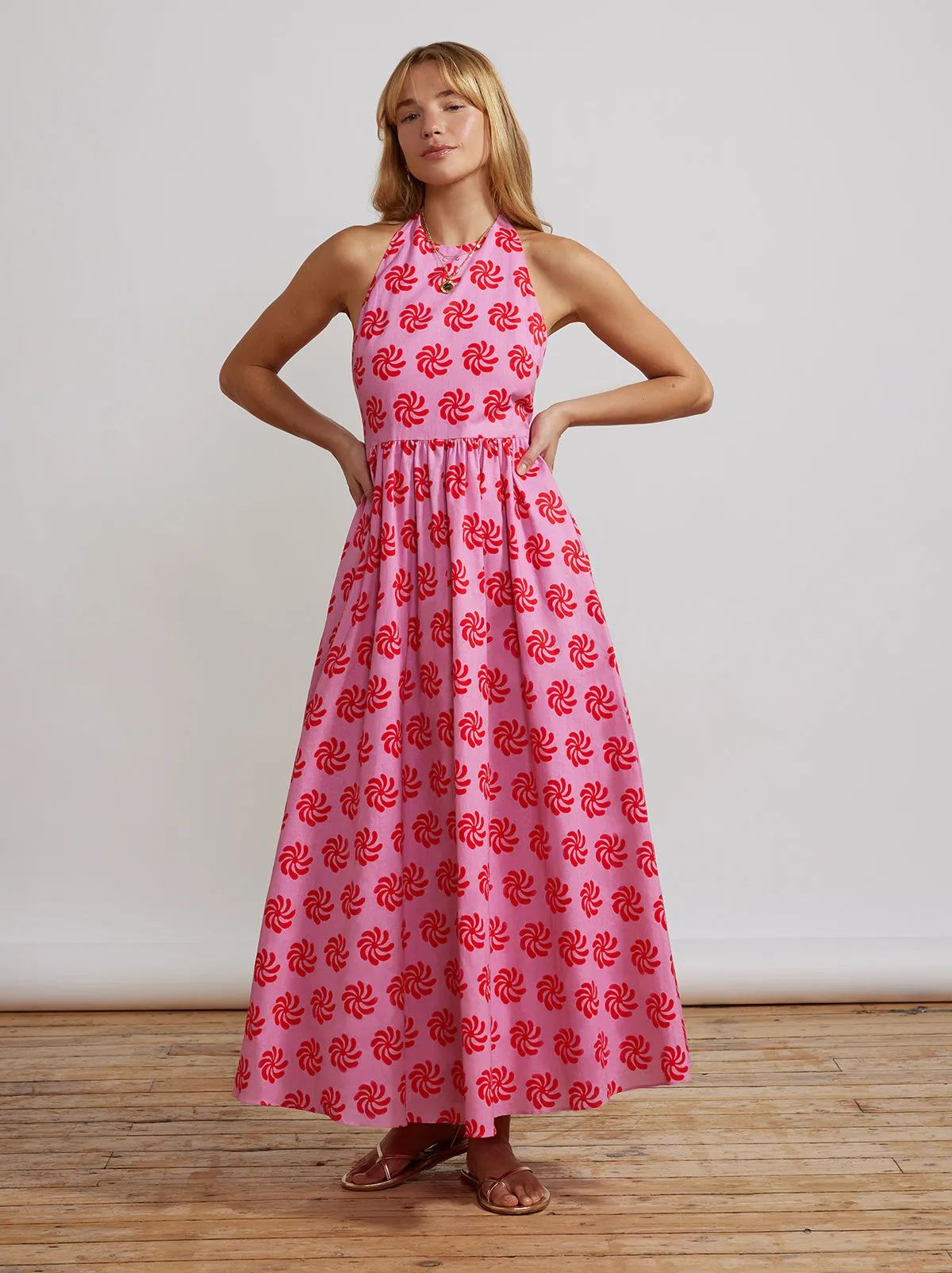 Freya Pink Geo Floral Halter Neck Maxi Dress sold by KITRI Studio product image thumbnail 3