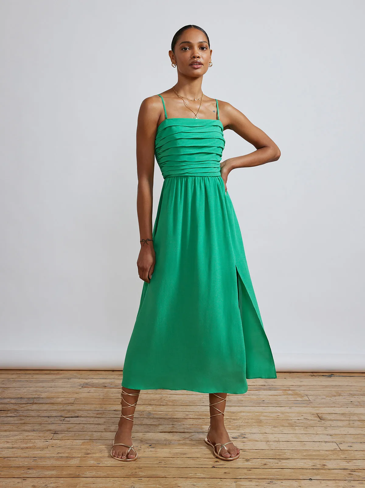 Genevieve Green Midi Dress sold by KITRI Studio