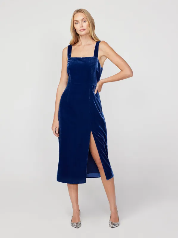 Mara Navy Velvet Midi Dress made by KITRI Studio