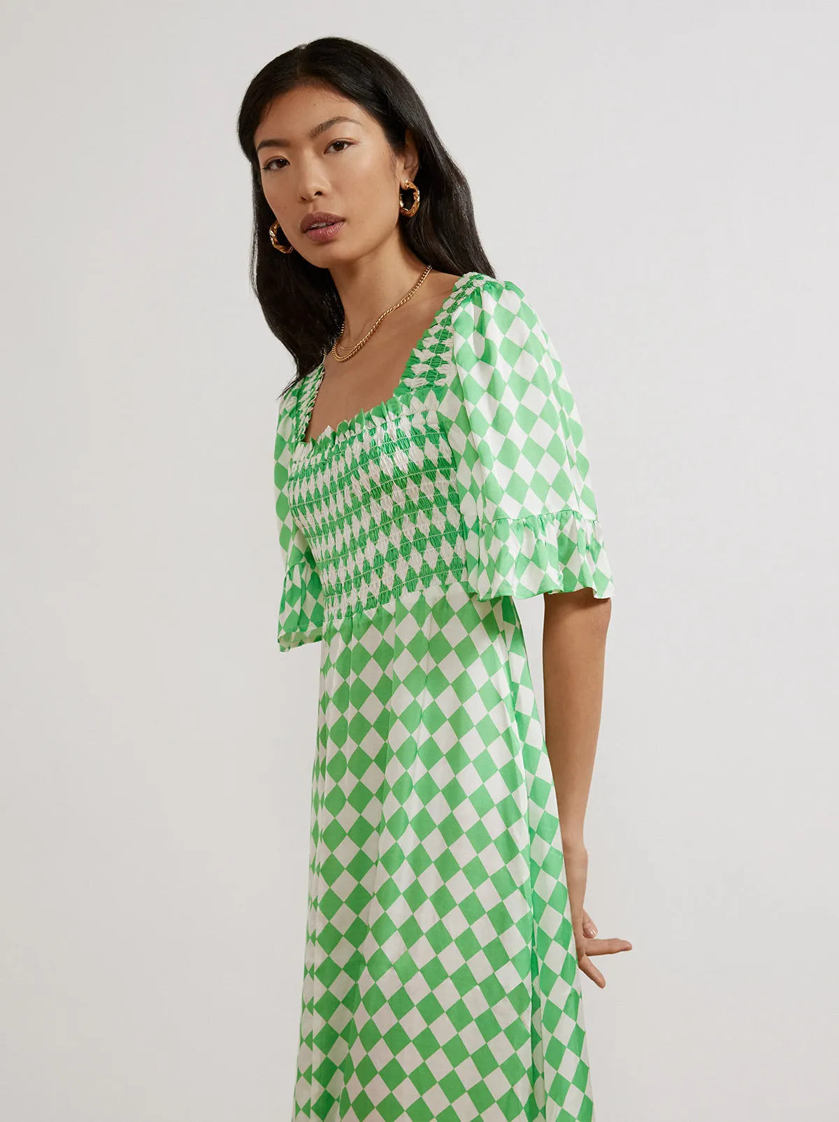 Arabella Green Checker Dress sold by KITRI Studio product image thumbnail 2