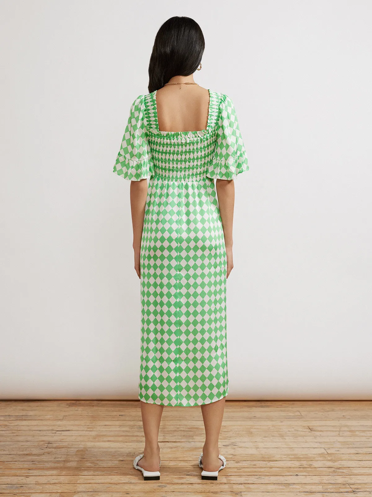 Arabella Green Checker Dress sold by KITRI Studio product image thumbnail 4