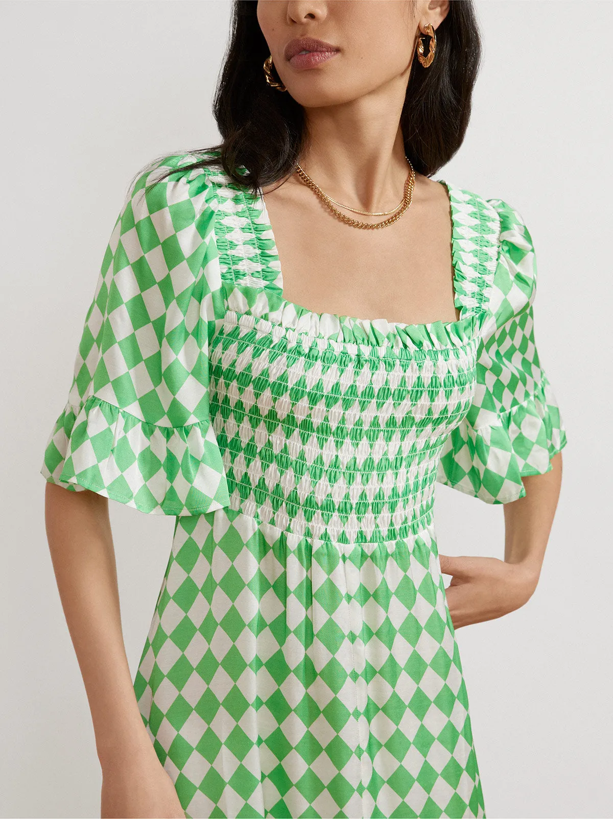 Arabella Green Checker Dress sold by KITRI Studio product image thumbnail 3