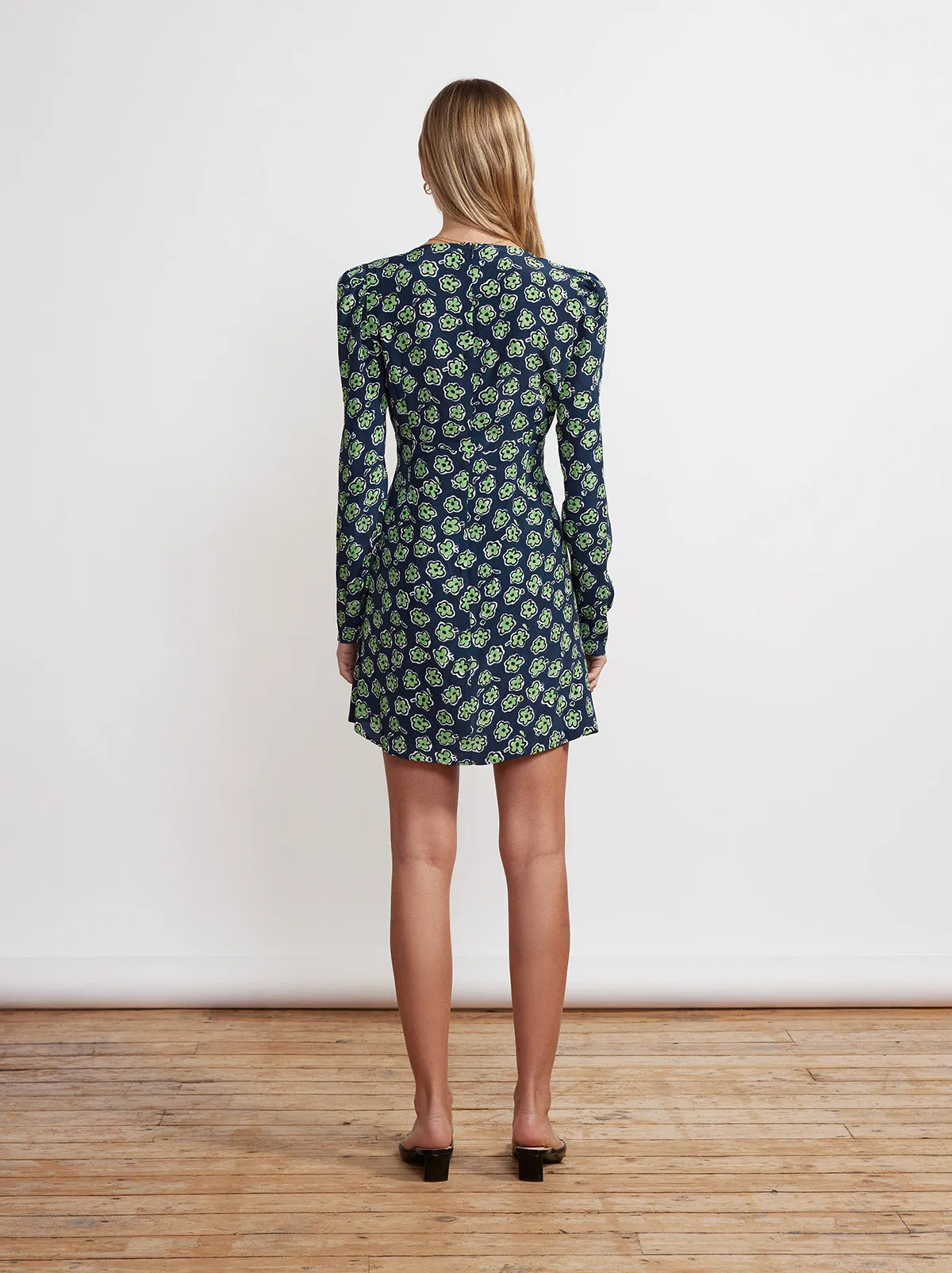 Amalie Blue Painted Floral Tie Front Mini Dress sold by KITRI Studio product image thumbnail 2