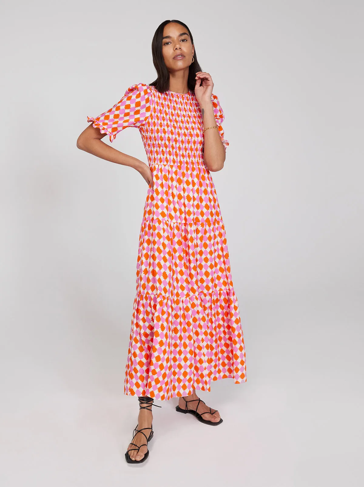 Gracie Picnic Check Shirred Dress sold by KITRI Studio