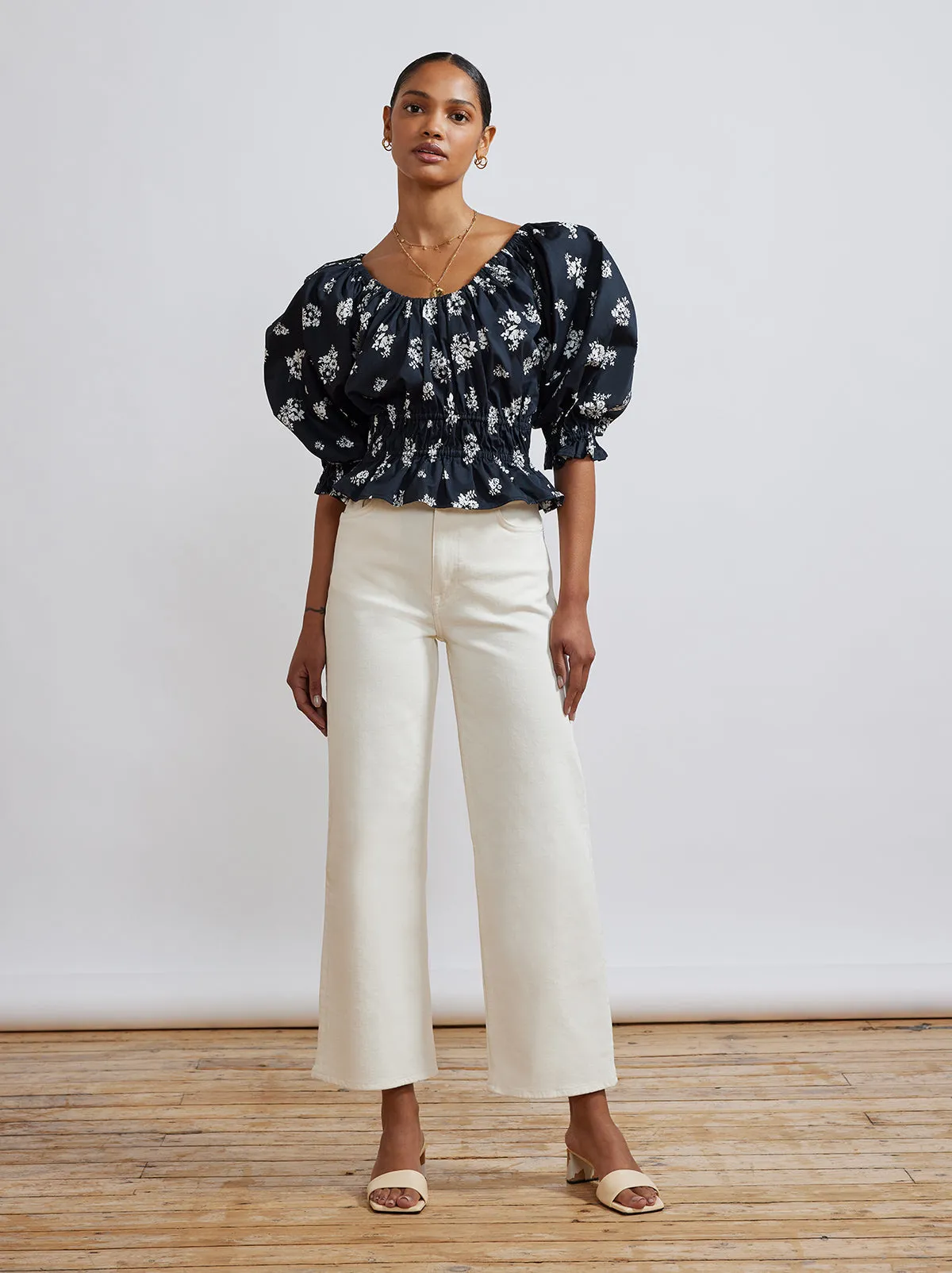 Tina Black Mono Floral Top sold by KITRI Studio product image thumbnail 2