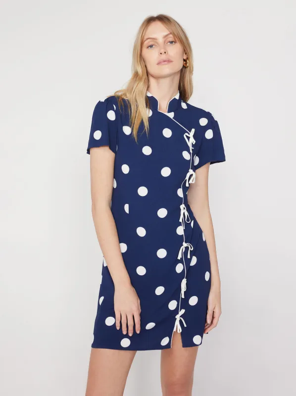 Harlow Navy Polka Dot Mini Dress sold by KITRI Studio