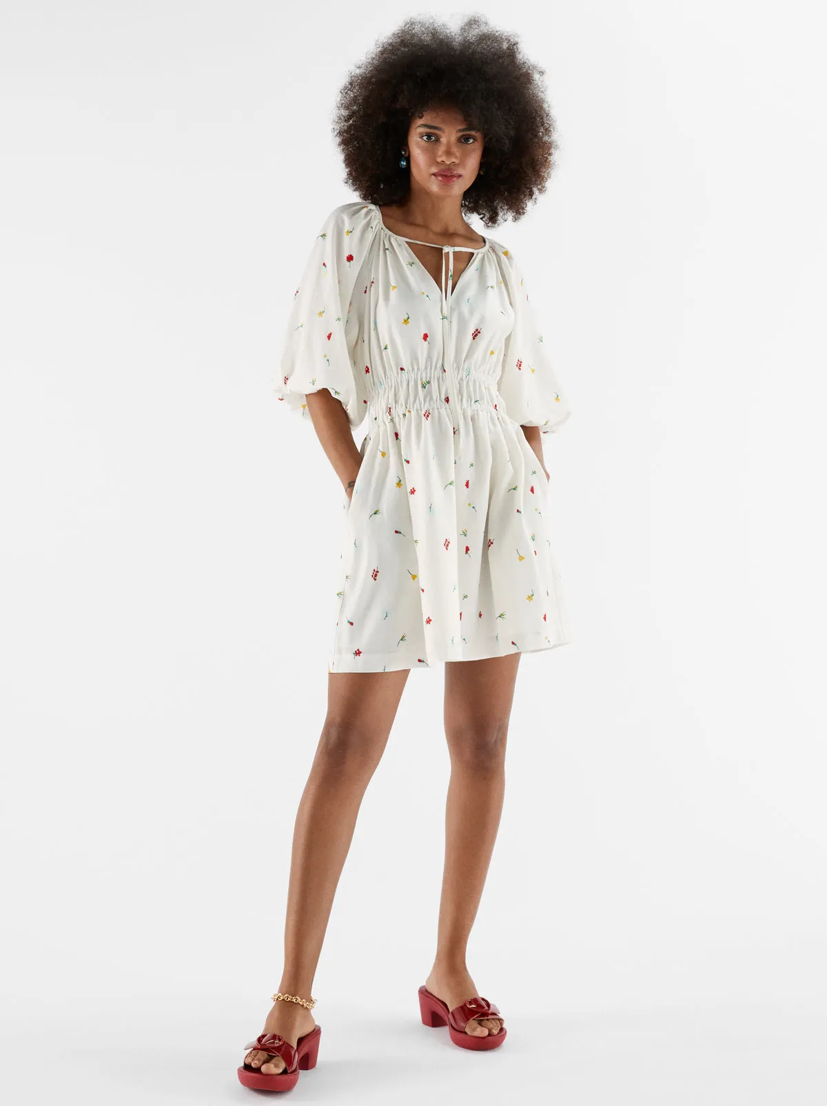 Azalea White Vintage Floral Mini Dress sold by KITRI Studio product image thumbnail 3