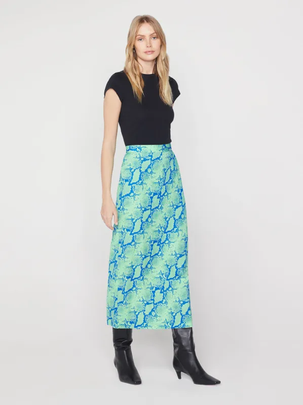 Laurel Blue Snake Print Skirt sold by KITRI Studio