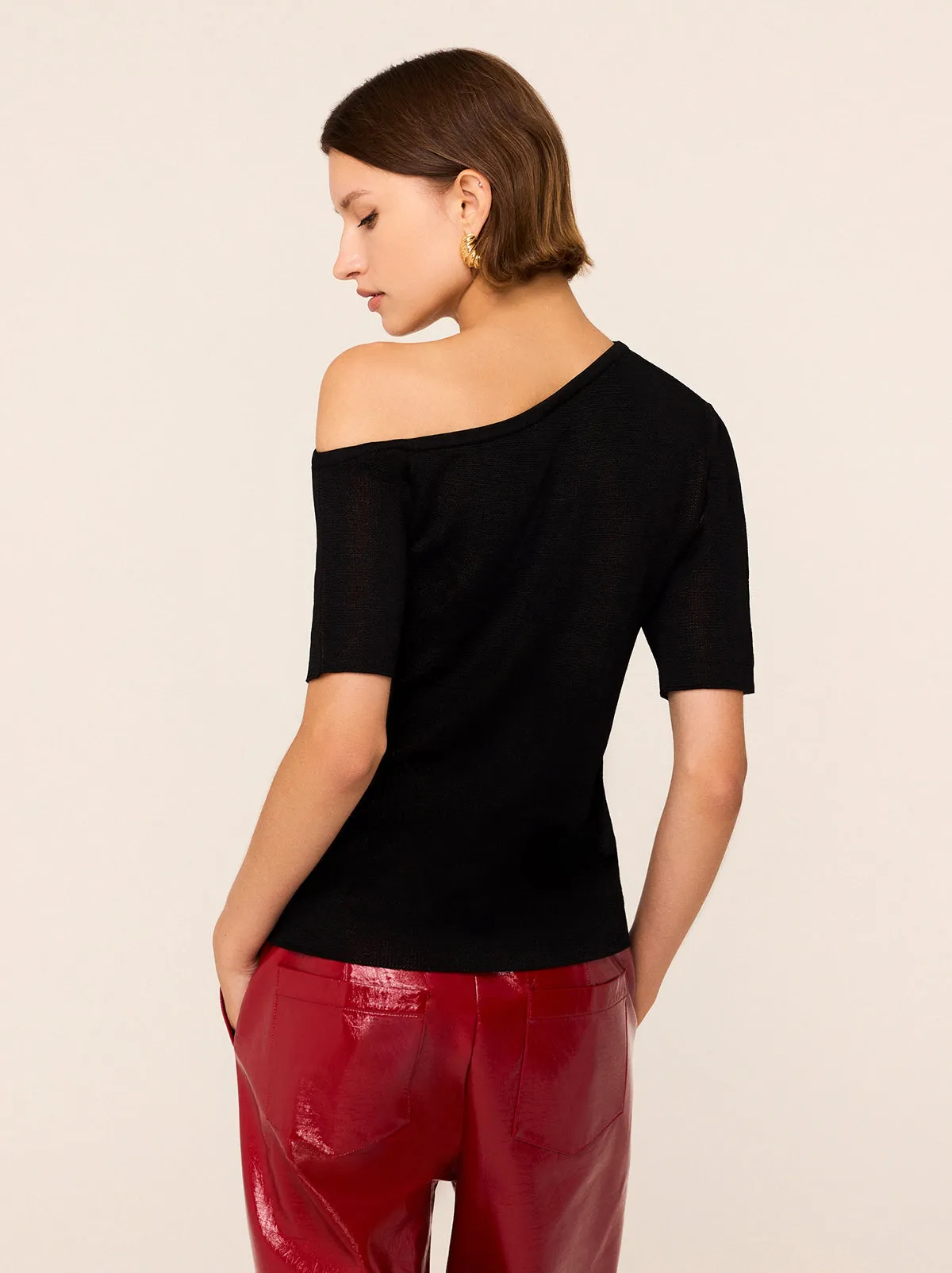 Cate Black Rose Knit Top sold by KITRI Studio product image thumbnail 5