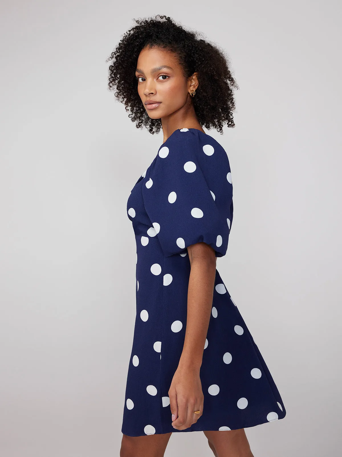 Zosia Navy Polka Dot Mini Dress sold by KITRI Studio product image thumbnail 3